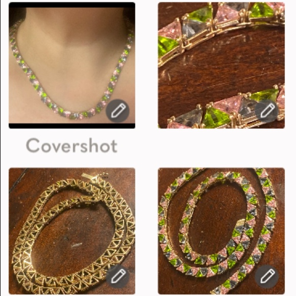 925 Sterling Triangle Cut Statement Necklace18” - image 1